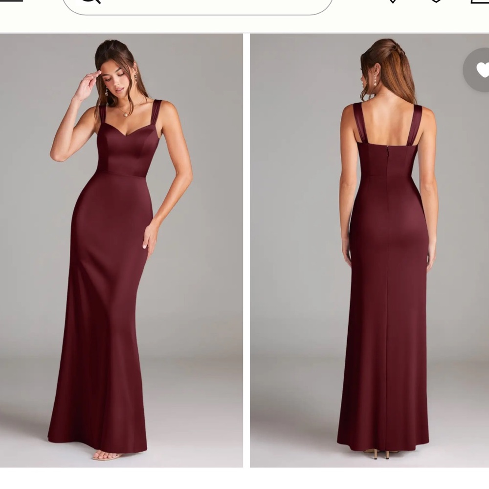 Azazie Cabernet Stretch Satin Fitted Maxi Dress
